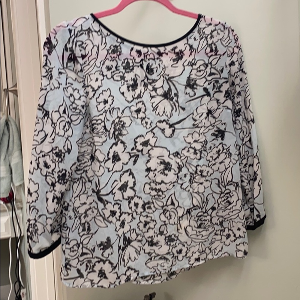Blue Floral Loft Work Blouse